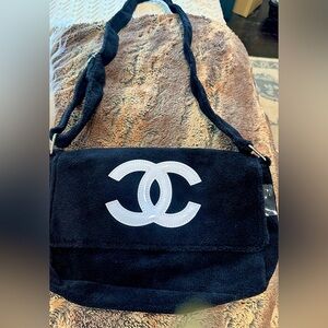 NWOT Chanel Precision Black Terry Cloth Bag